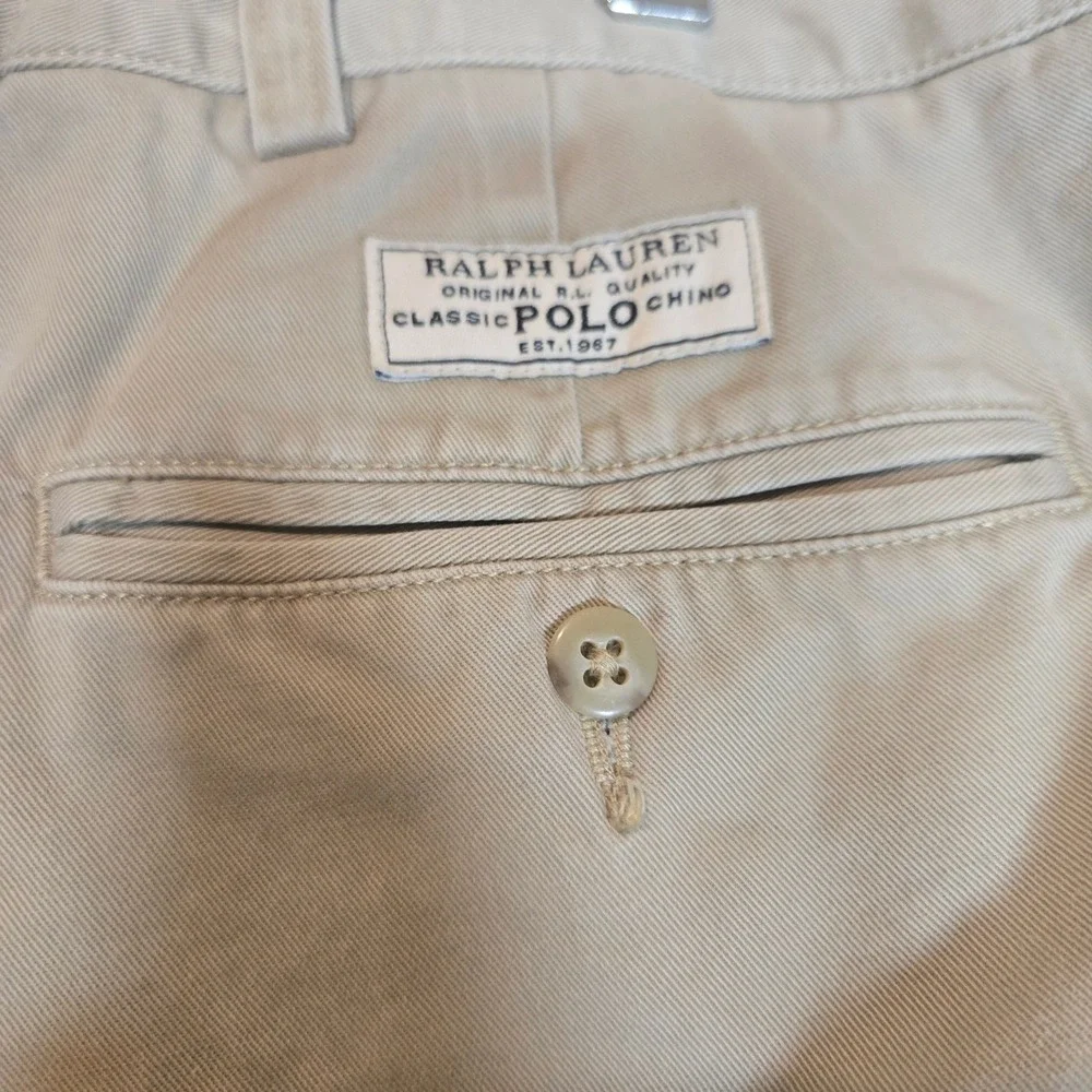Polo Ralph Lauren‎ Pants Mens 40 X 32 Classic Polo Chino  Khaki Pleated  *Flaw